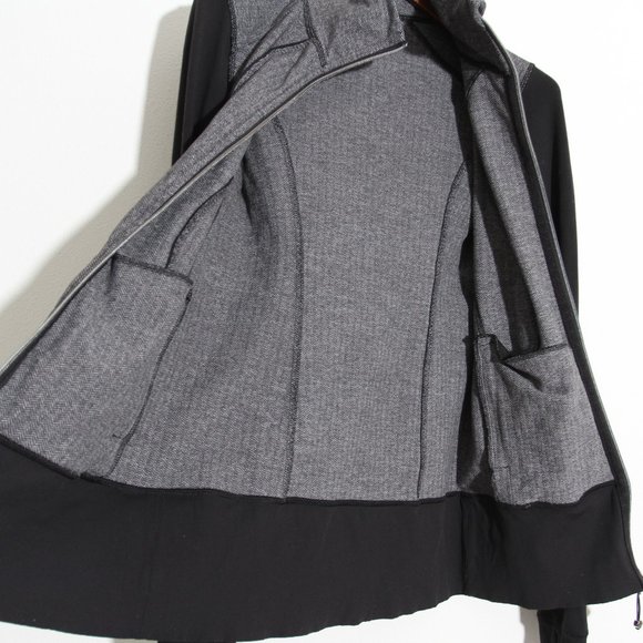 Lululemon Nice Asana Jacket Herringbone Heathered Slate Black Full Zip Luon Sz 6 - Picture 15 of 15